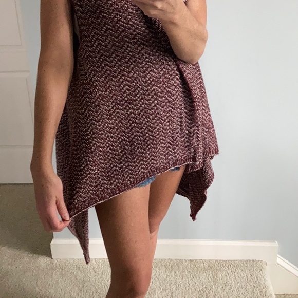 Wine & Ivory Color Open Cardigan - Picture 2 of 9